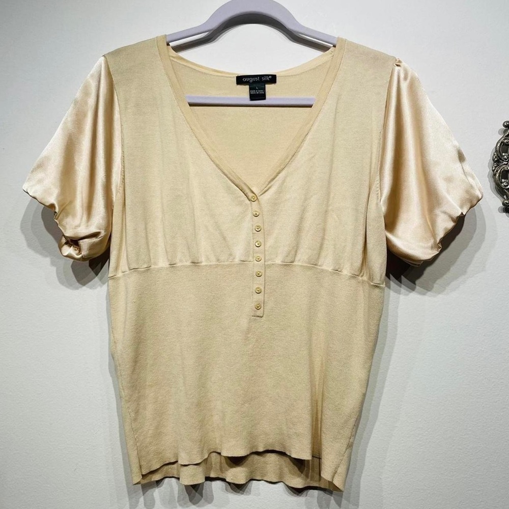 Silk Puff Sleeve Cream Top